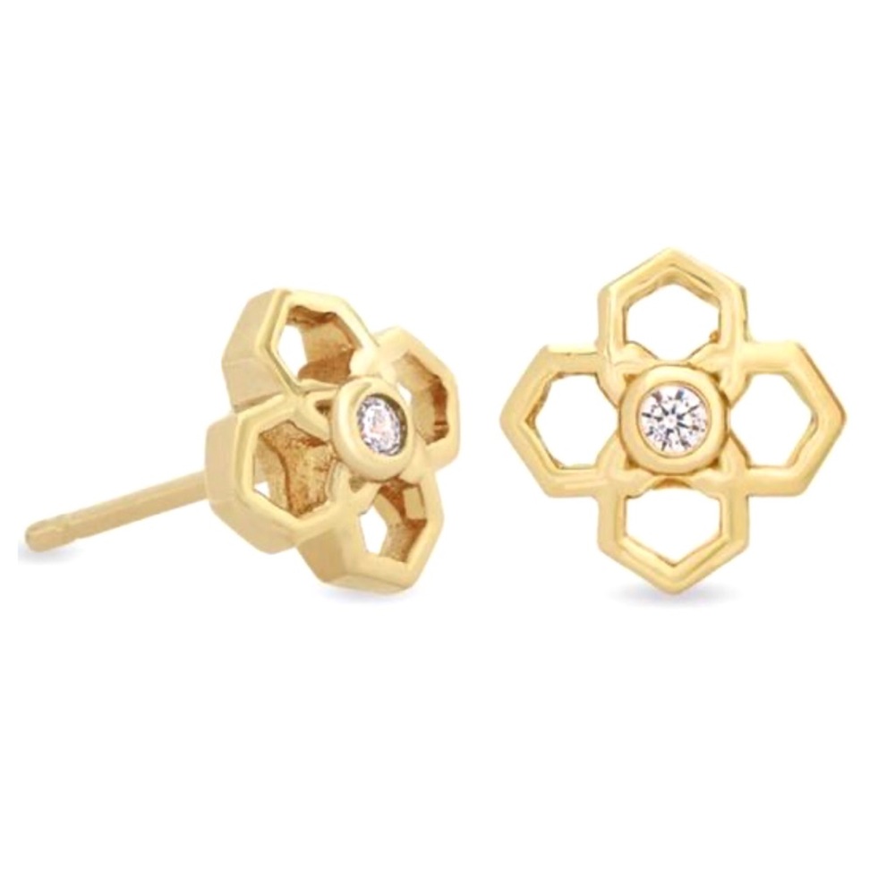 KENDRA SCOTT • Delicate Rue Crystal Logo Earrings - Picture 3 of 4